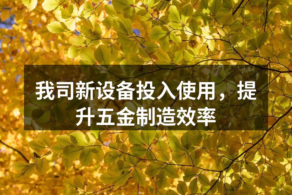 新设备提升生产效率